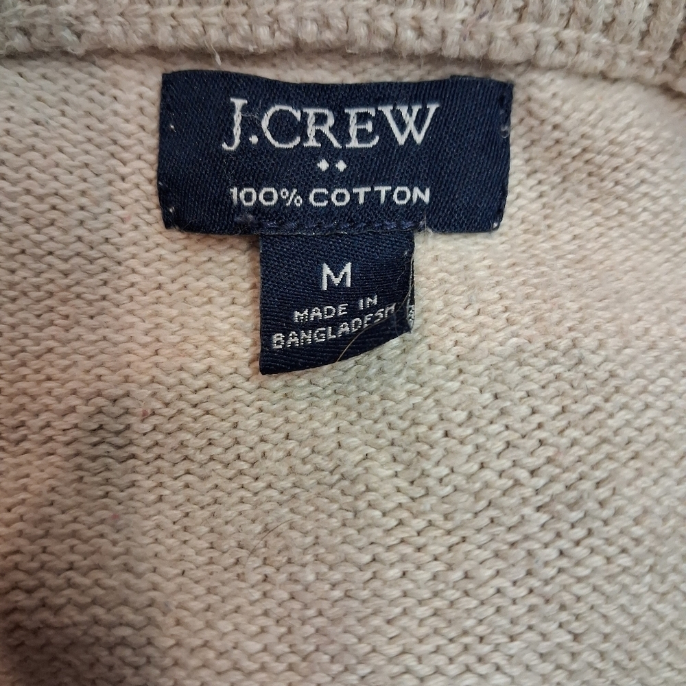 J Crew Mens Size M Geometric Fair Isles Cotton Sweater Small Flaw - Picture 4 of 5